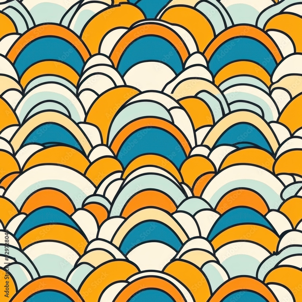 Poster bright and cheerful pattern of rainbows, perfect for adding a pop of color to any project or design.