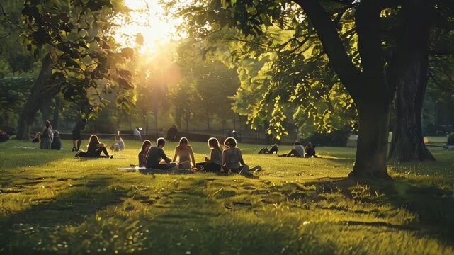 People in the park on a picnic