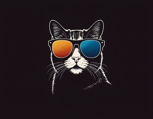 Naklejka premium cat logo in sunglasses. Ai generated image.