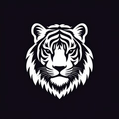 Fototapeta premium a tiger head logo design - simple outlines