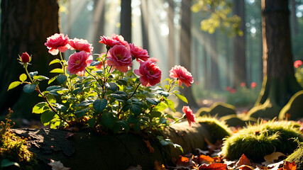 Naklejka premium Roses in Wonderland: Enchanting Desktop Wallpapers from Diverse Worlds