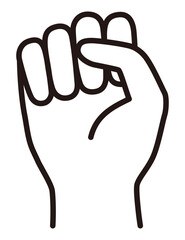 手のベクターイラスト。ハンドサイン、グー、こぶし、アイコン、線