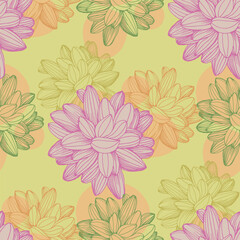 Succulent Plant Seamless Repeat. Tropical background, summer concept. Modern Stylish Abstract Texture.