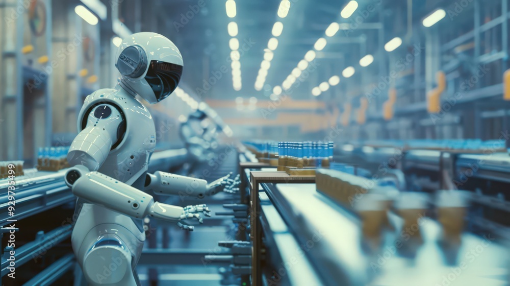 Poster investigate ai's impact on manufacturing, where robotics and ai-powered systems automate production 
