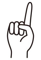 手のベクターイラスト。ハンドサイン、指、指さす、アイコン、線