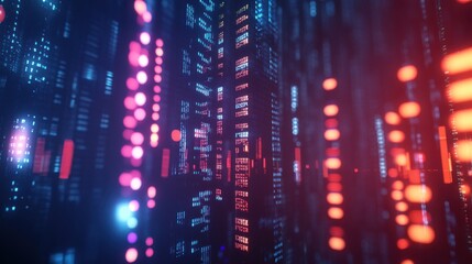 Stock ticker symbols scrolling on a digital display, market activity, 3D illustration