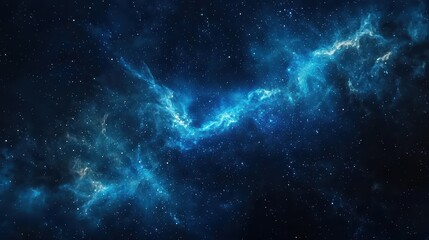 Blue Space Nebula. A deep space scene featuring a glowing blue nebula with stars scattered across the background.