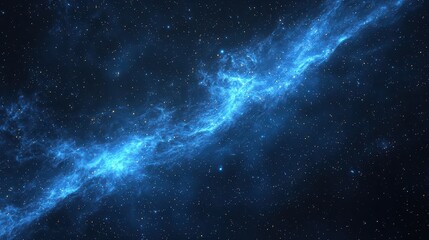 Blue Space Nebula. A deep space scene featuring a glowing blue nebula with stars scattered across the background.