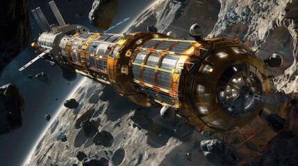 Fototapeta premium Investigate the future of space industries, where asteroid mining and space tourism open new frontiers for exploration and economic growth