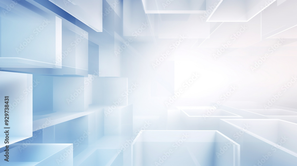 Poster modern white and light grey square overlapped pattern on background with shadow. white background. m