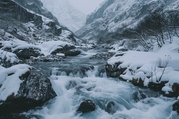 ai generative melting ice river flow