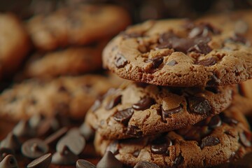 Fototapeta premium ai generative stack of chocolate cookies