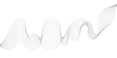 Abstract grey, white smooth element swoosh speed wave modern stream background. Wave with lines created using blend tool. Abstract frequency sound wave lines and twisted curve lines background.	
