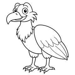 Cartoon vulture line art vector illustration