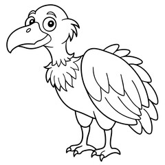 Cartoon vulture line art vector illustration