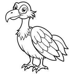 Cartoon vulture line art vector illustration