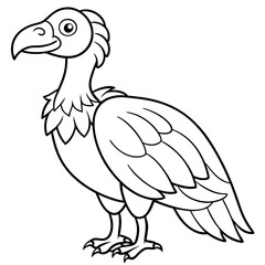 Cartoon vulture line art vector illustration