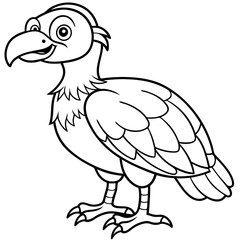 Cartoon vulture line art vector illustration