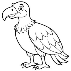 Cartoon vulture line art vector illustration