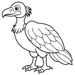 Cartoon vulture line art vector illustration