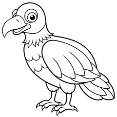 Cartoon vulture line art vector illustration