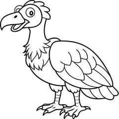 Cartoon vulture line art vector illustration