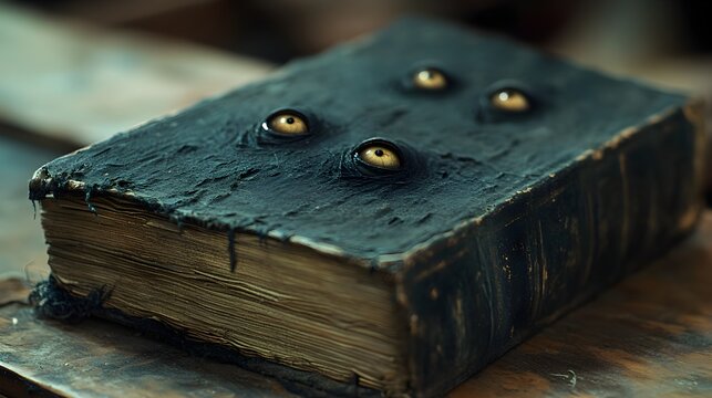 A haunted book with moving eyes - Powered by Adobe