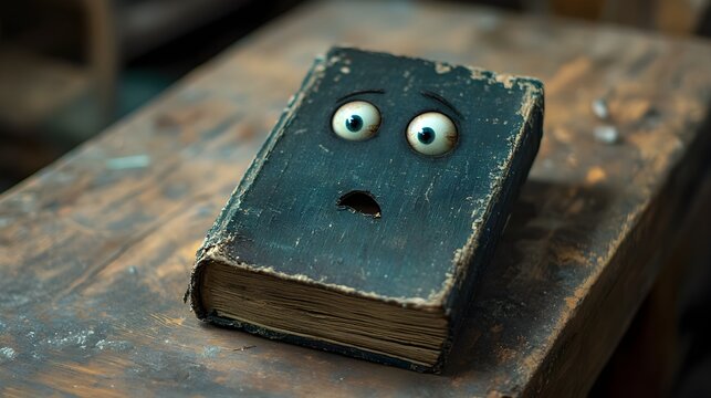 A haunted book with moving eyes - Powered by Adobe