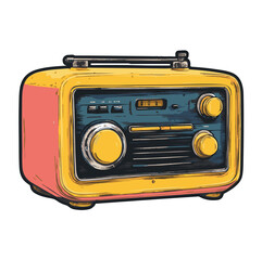 Fototapeta premium vintage radio music player cartoon illustration, generative ai