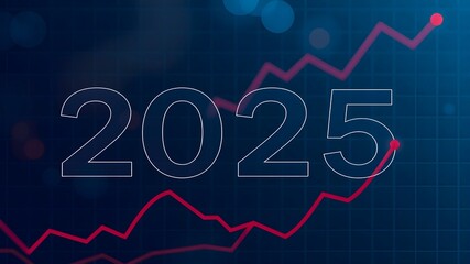 2025 on financial graph background. Calendar 2025 in business concept	