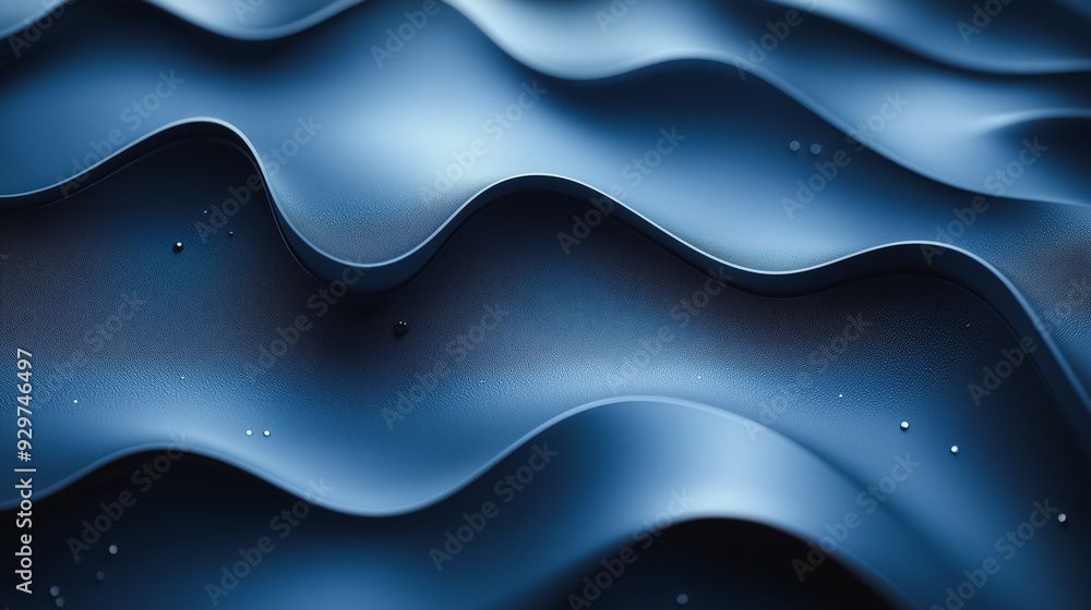Poster the image is a blue wave with a lot of texture and detail. the waves are very close together, creati