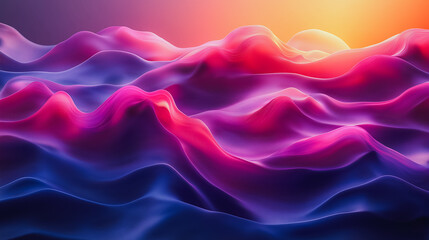 Obraz premium A purple and blue ocean with a pink sun in the background. The ocean is very calm and peaceful