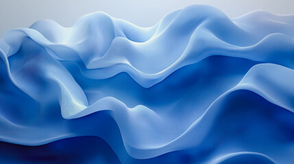 Fototapeta premium A blue wave with a white background. The blue color is very vivid and the wave is very long