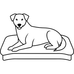 A dog laying on bed front view art vector illustration