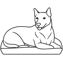 A dog laying on bed front view art vector illustration