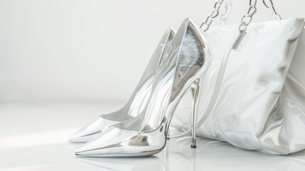 Silver Heels and Bag, Fashion Still Life