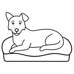 A dog laying on bed front view art vector illustration