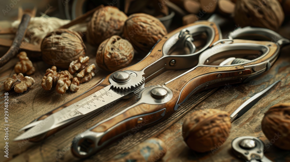Poster the dual-purpose design of multi-function scissors includes additional tools like bottle openers and