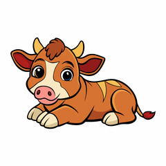 1 month old angus calf art vector illustration
