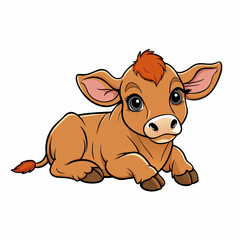 1 month old angus calf art vector illustration