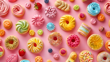 Fototapeta premium A vibrant flatlay of cookies and sweets