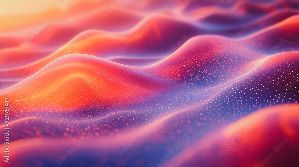Poster a colorful, abstract image of a wave with a pinkish hue. the image is full of texture and he is a wo