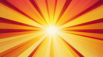Obraz premium Radiant sun rays illuminating from above flat design vector art creating warm vibrant atmosphere bright colors