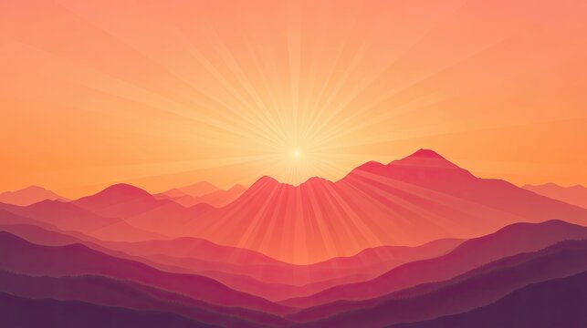 Bright sun rays shining in flat design top view minimalist style detailed vector art for serene landscapes
