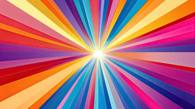 Dynamic flat design concentric line burst background highlighting powerful energy radiating from center with vibrant colors