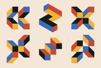 Set of minimal 20s geometric design elements