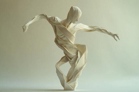 A sculpture of a man in a white pose