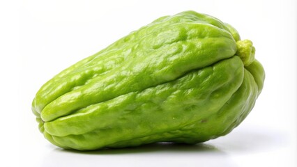 Fresh chayote vegetable on a white background, healthy, organic, produce, green, nutritious, ingredient, tropical, food, vegetarian
