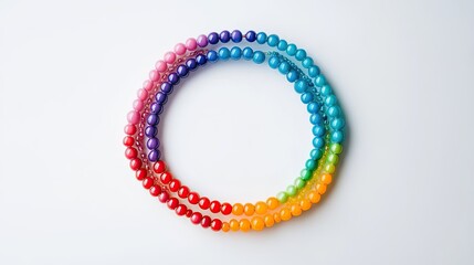 A creative circle graph made with colorful beads arranged on a white surface