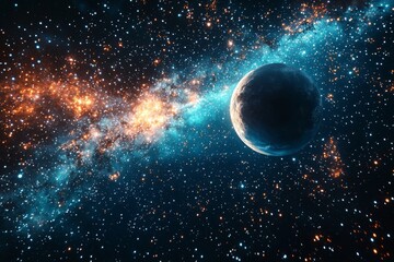 Obraz premium Space cosmic illustration with planets scene created with Generative AI